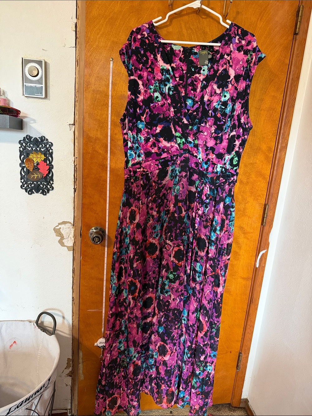Taylor Sleeveless Floral Maxi Dress in Pink, Teal & Black